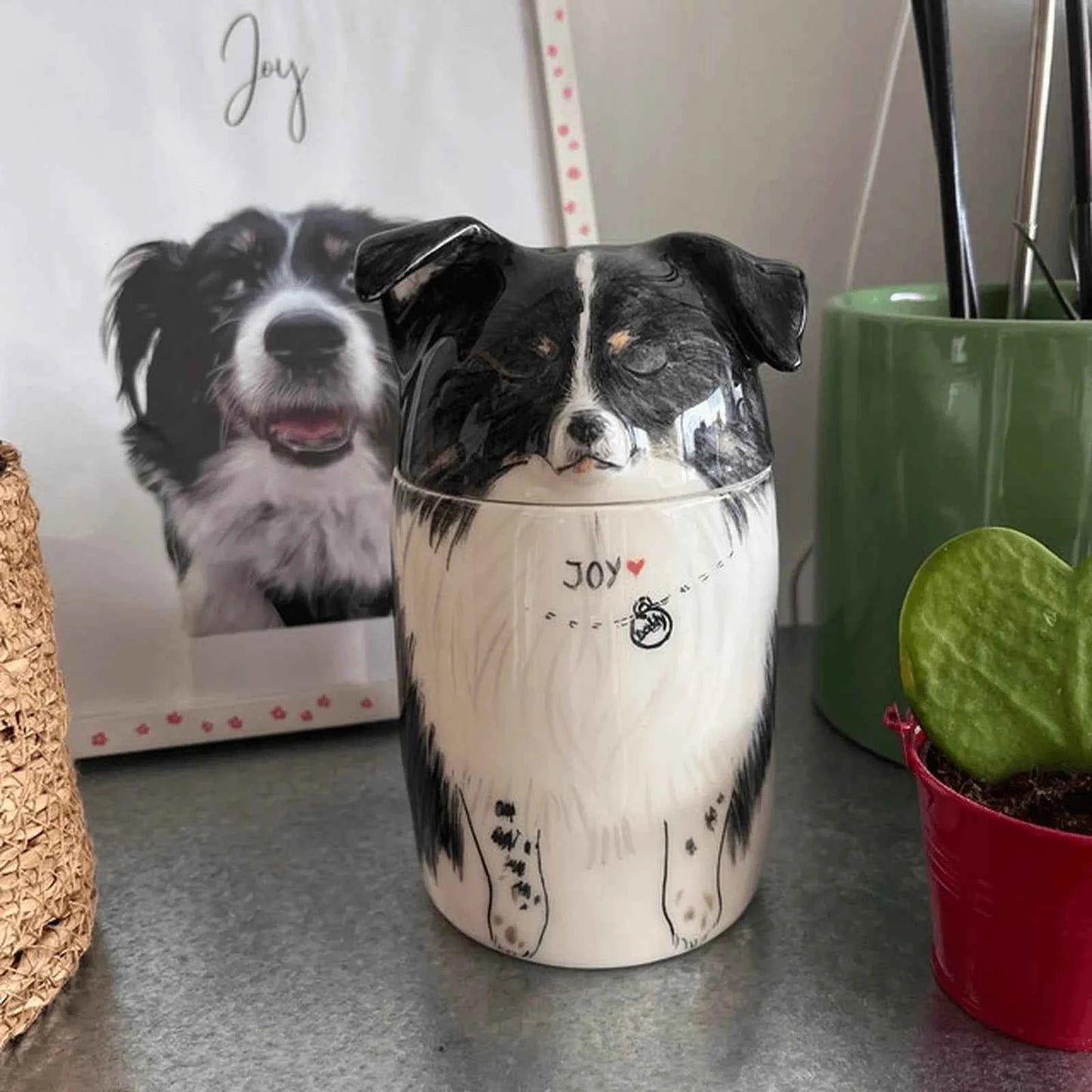 Custom Dog Portrait Urn - Handcrafted Ceramic Pet Memorial Jar