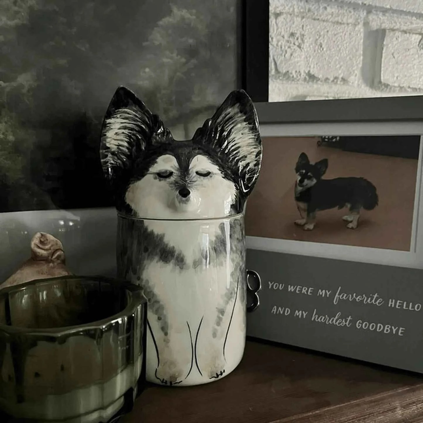 Custom Dog Portrait Urn - Handcrafted Ceramic Pet Memorial Jar