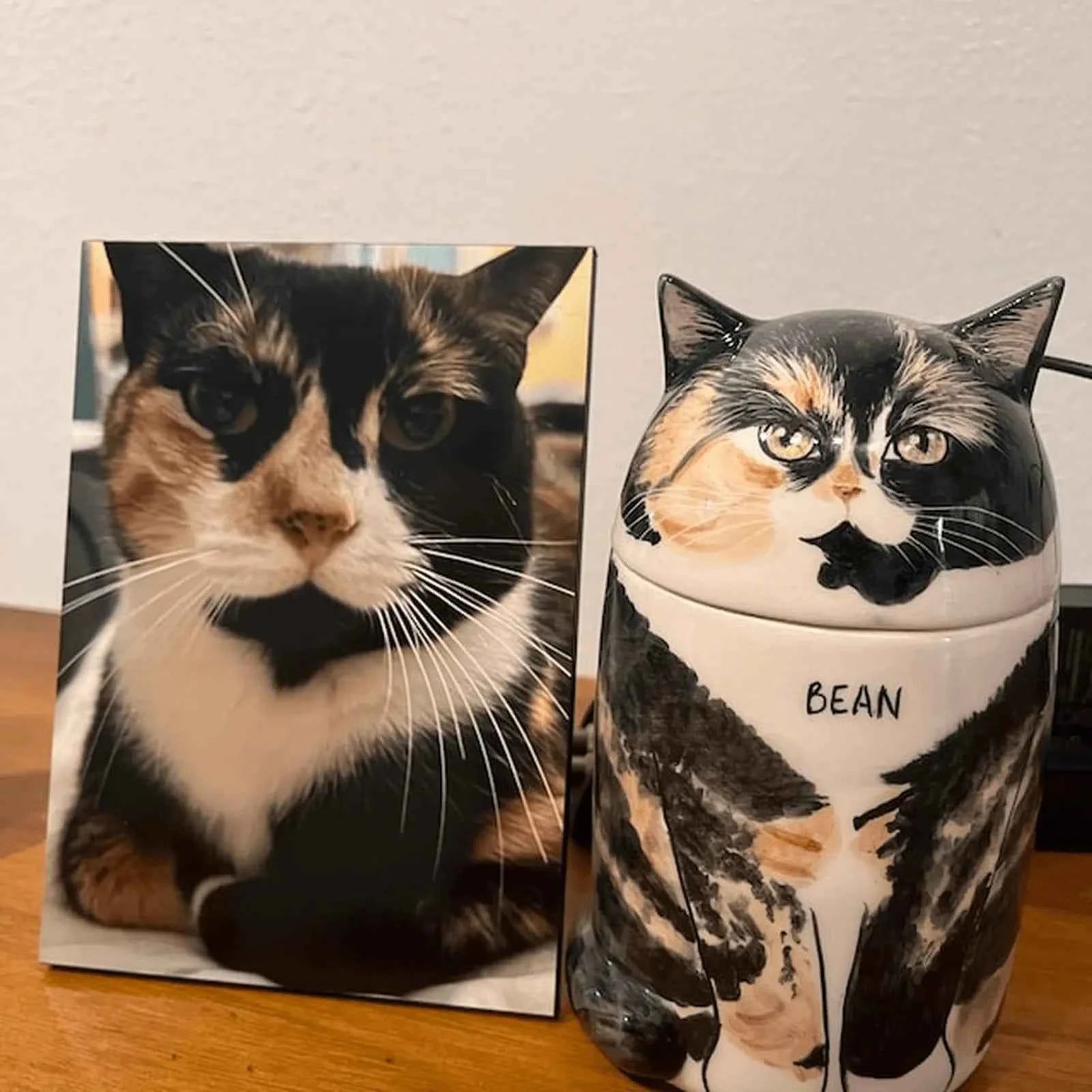 Custom Cat Portrait Urn - Handcrafted Ceramic Pet Memorial Jar