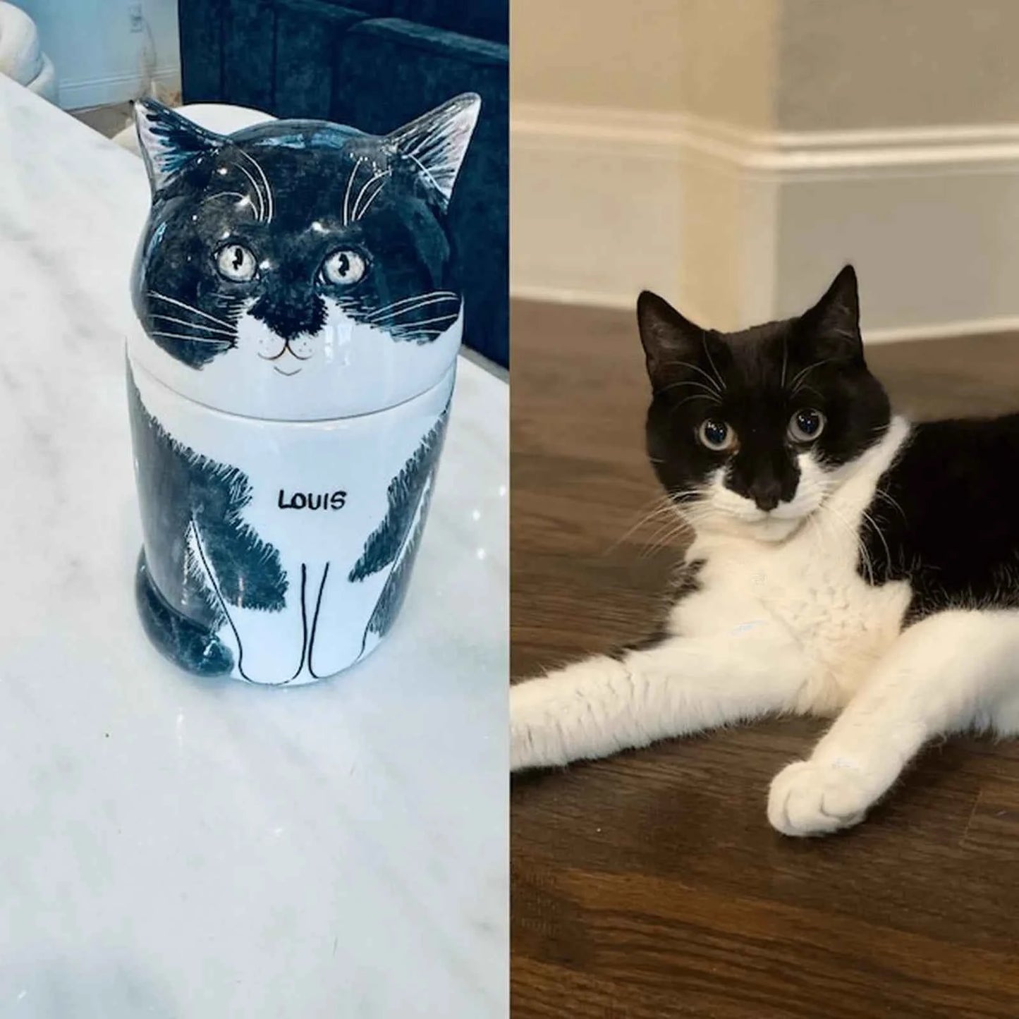 Custom Cat Portrait Urn - Handcrafted Ceramic Pet Memorial Jar