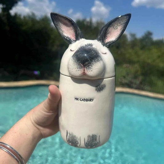 Custom Rabbit Pet Urn – Handcrafted Ceramic Memorial Jar